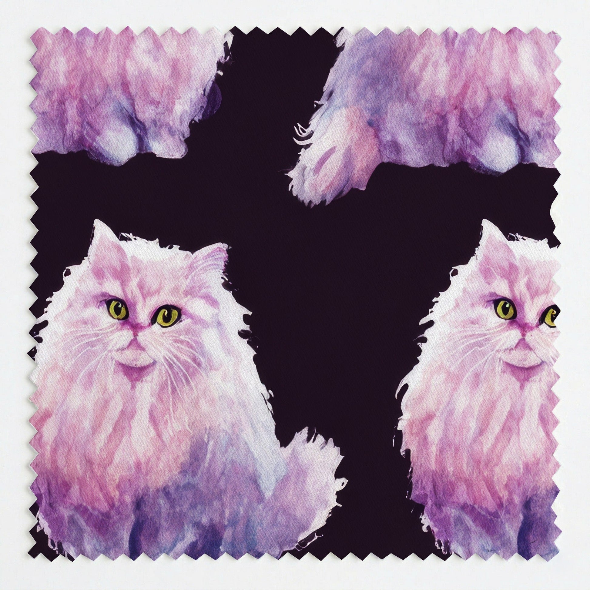 Mauve Persian Cats - Fabric - Linen Rowe