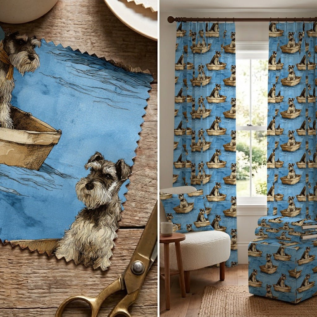 Mini Schnauzer Boat Day - Fabric - Linen Rowe