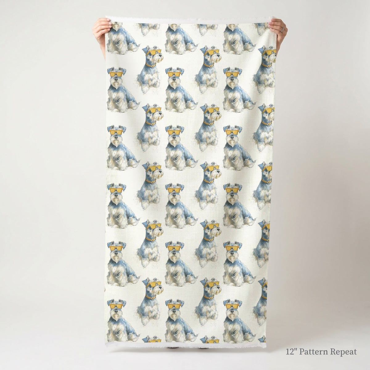Mini Schnauzer Cool Shades - Fabric - Linen Rowe
