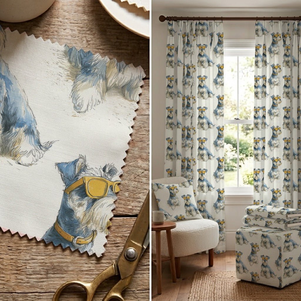 Mini Schnauzer Cool Shades - Fabric - Linen Rowe
