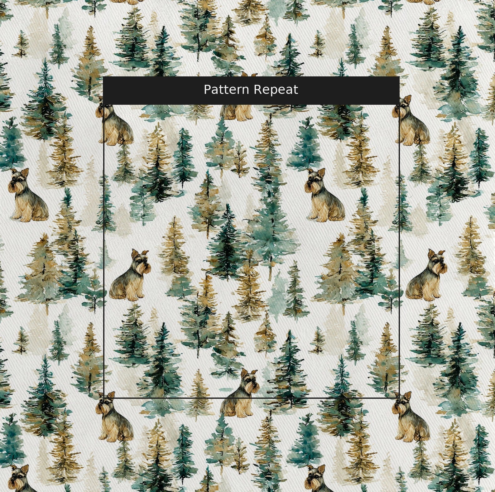 Mini Schnauzer Evergreen Grove - Fabric - Linen Rowe