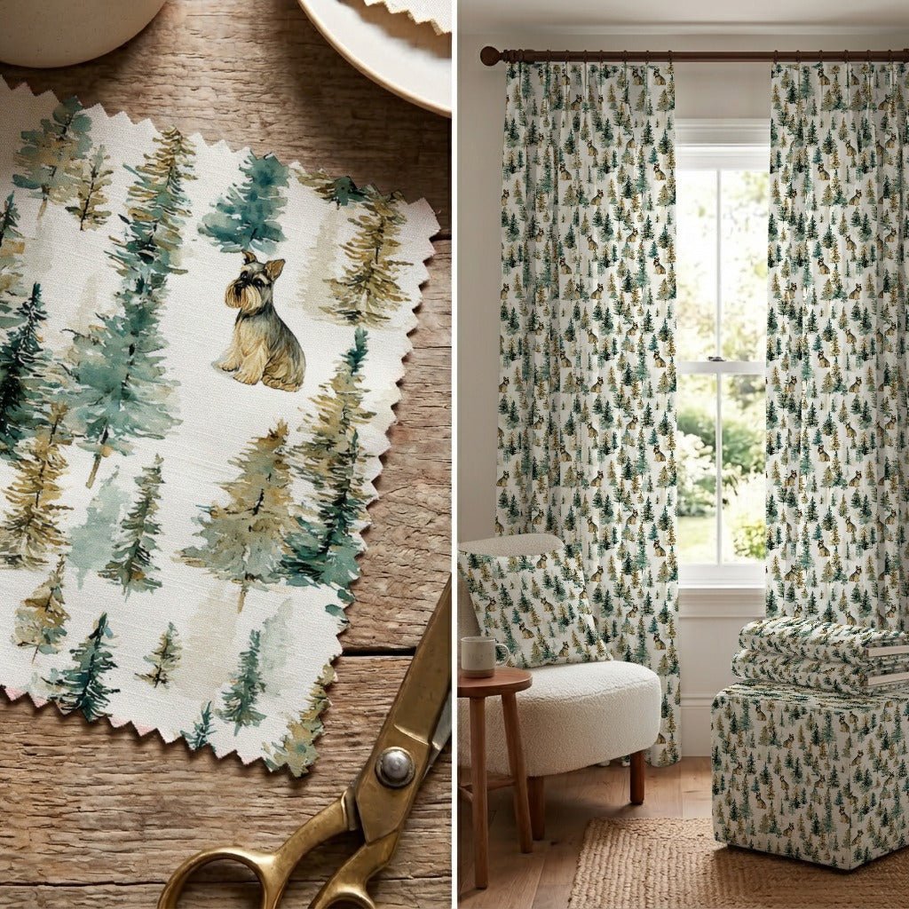 Mini Schnauzer Evergreen Grove - Fabric - Linen Rowe