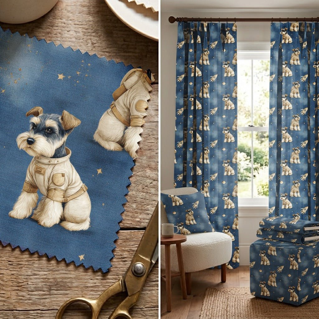 Mini Schnauzer Outer Space - Fabric - Linen Rowe