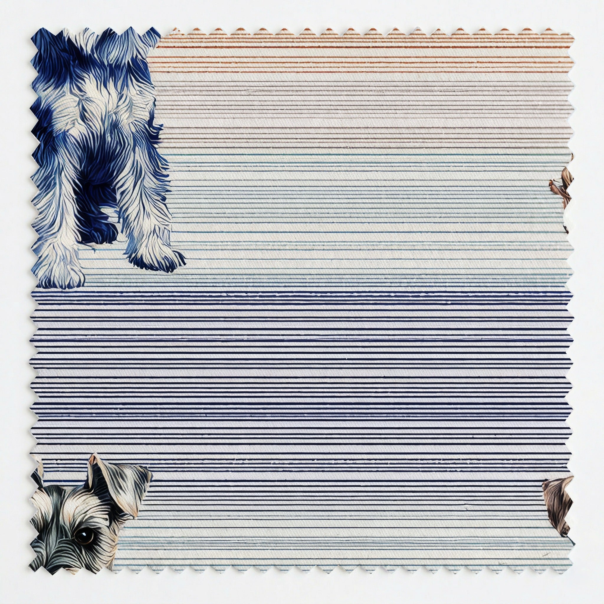 Mini Schnauzer Pastel Stripes - Fabric - Linen Rowe