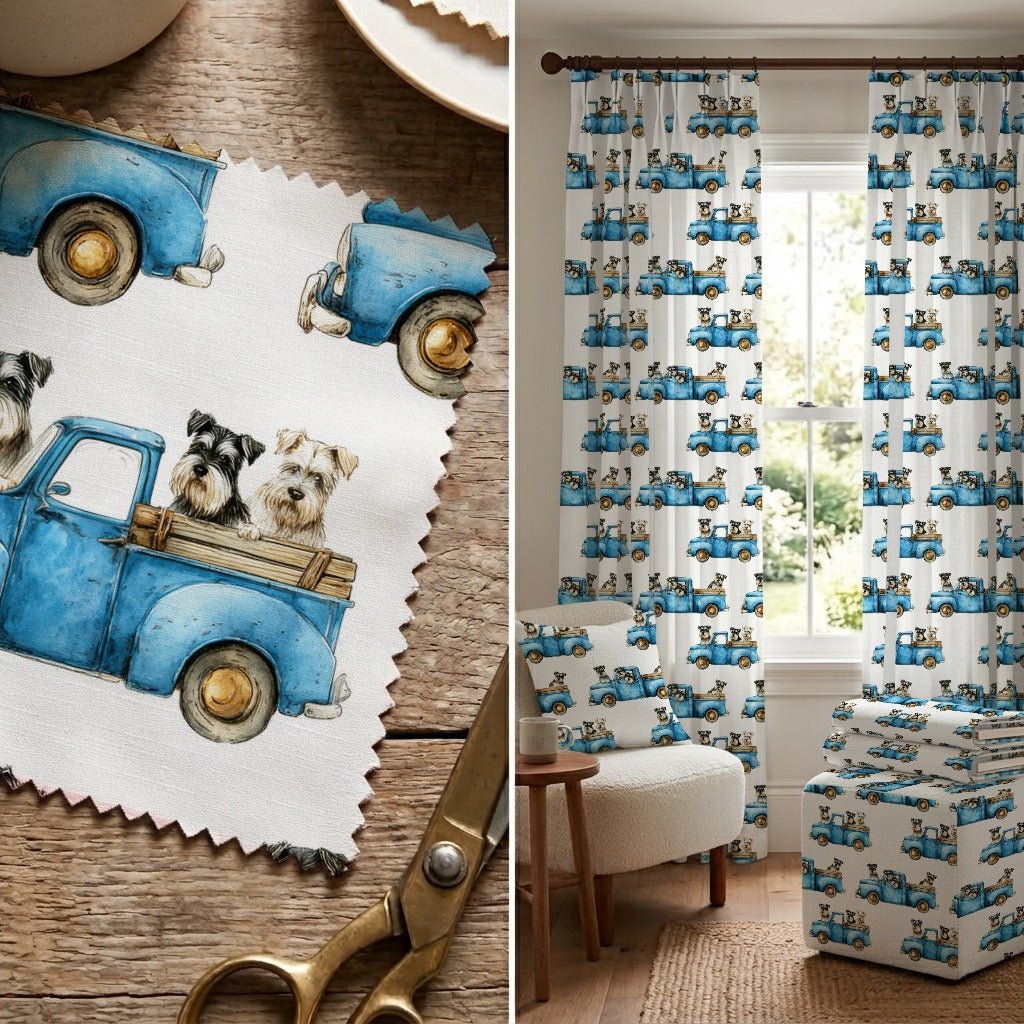 Mini Schnauzer Sunday Drive - Fabric - Linen Rowe