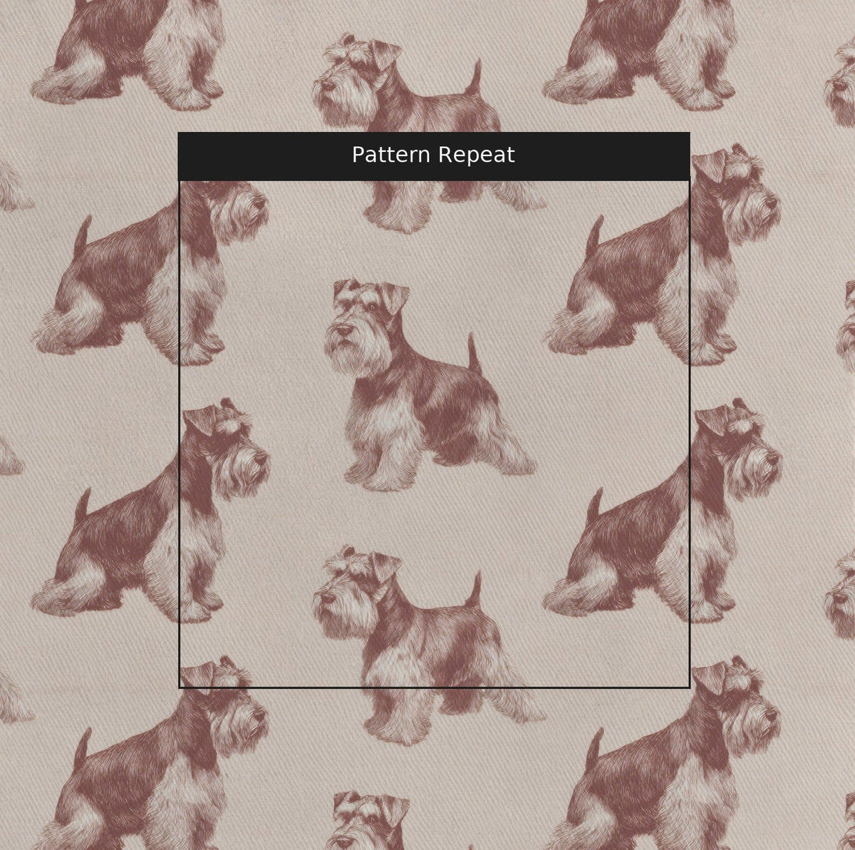Mini Schnauzer Tonal Print - Fabric - Linen Rowe