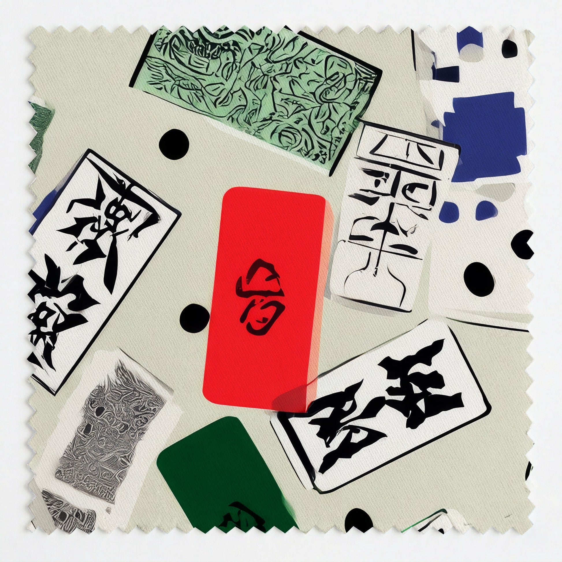 Modern Abstract Mahjong - Fabric - Linen Rowe