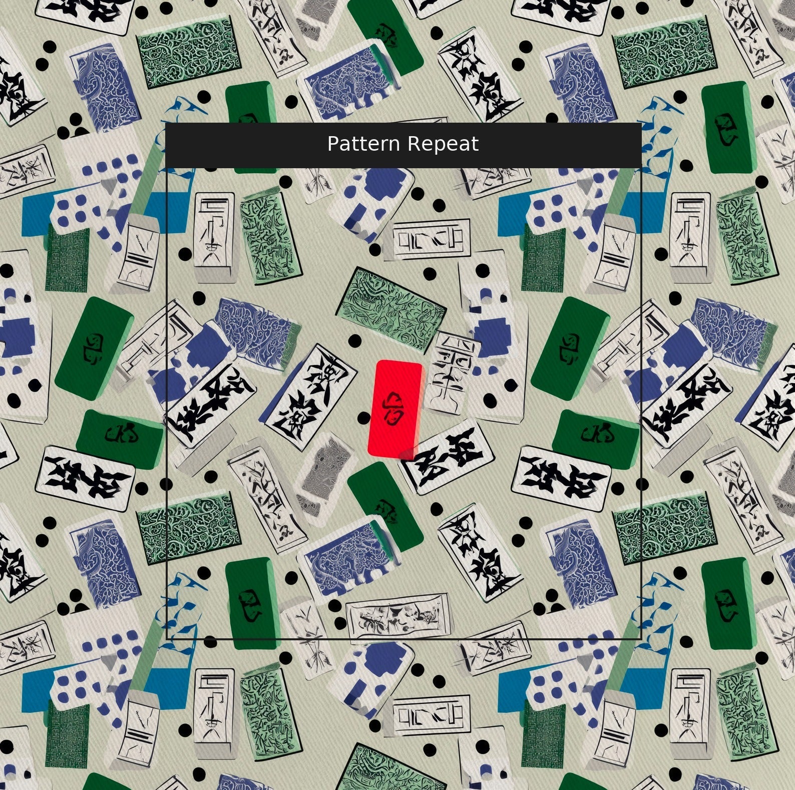Modern Abstract Mahjong - Fabric - Linen Rowe