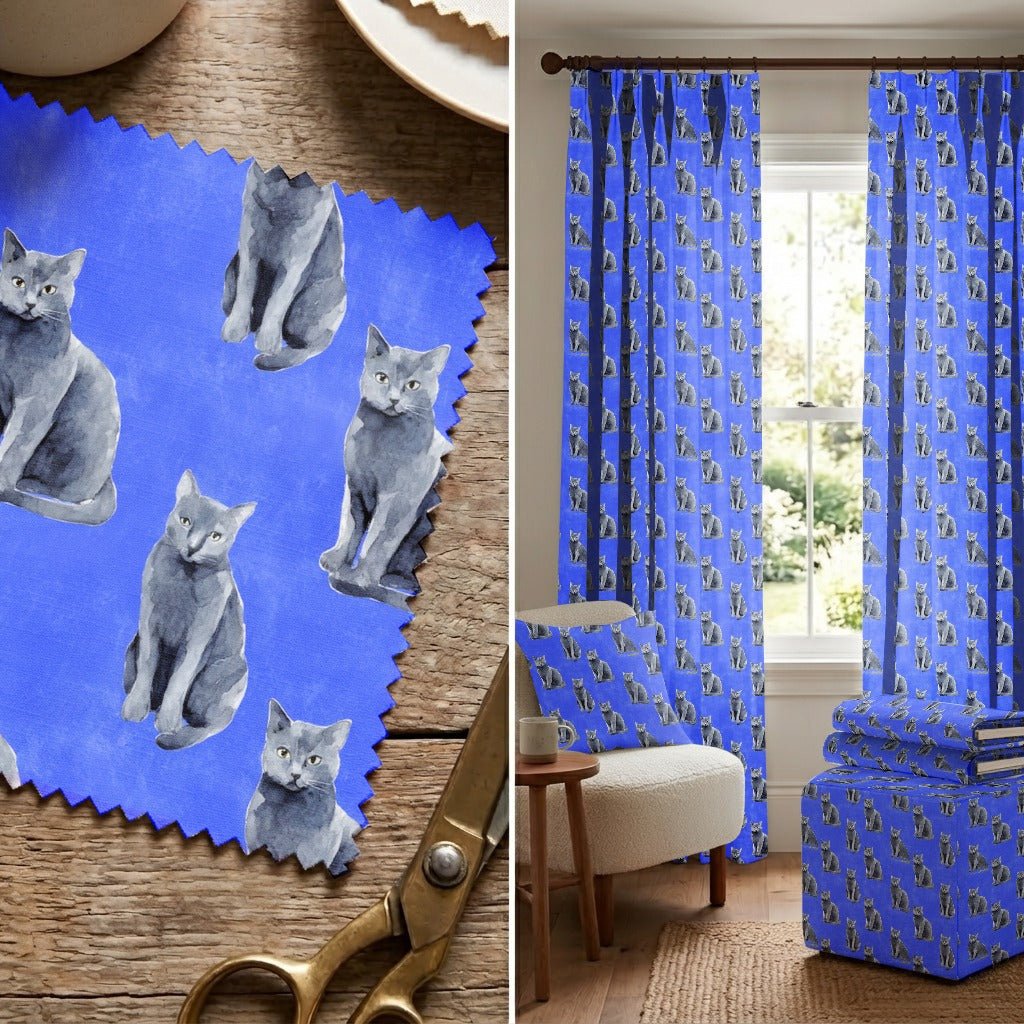 Modern Indigo Russian Blues - Fabric - Linen Rowe