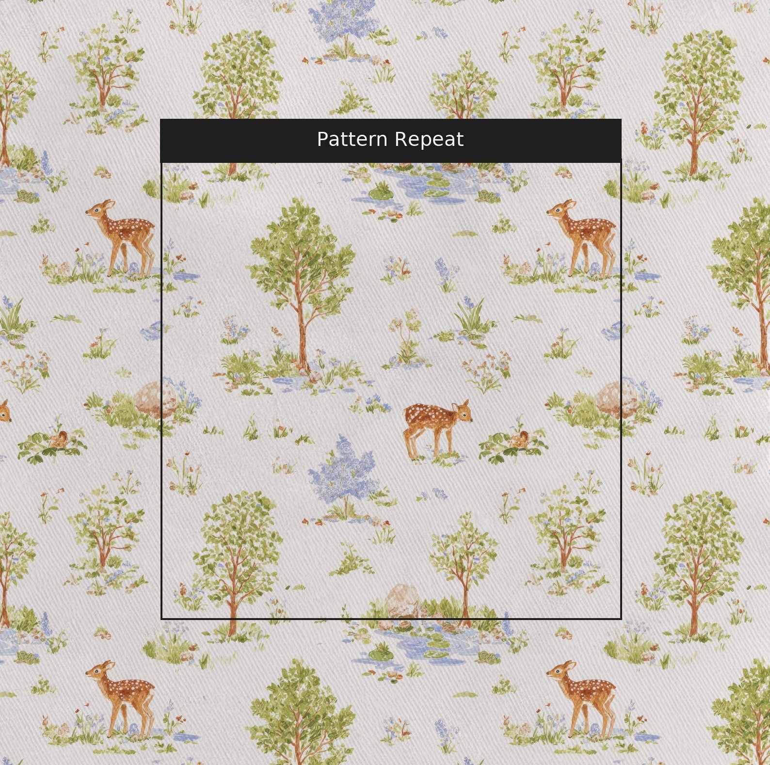 Mom & Baby Deer - Fabric - Linen Rowe