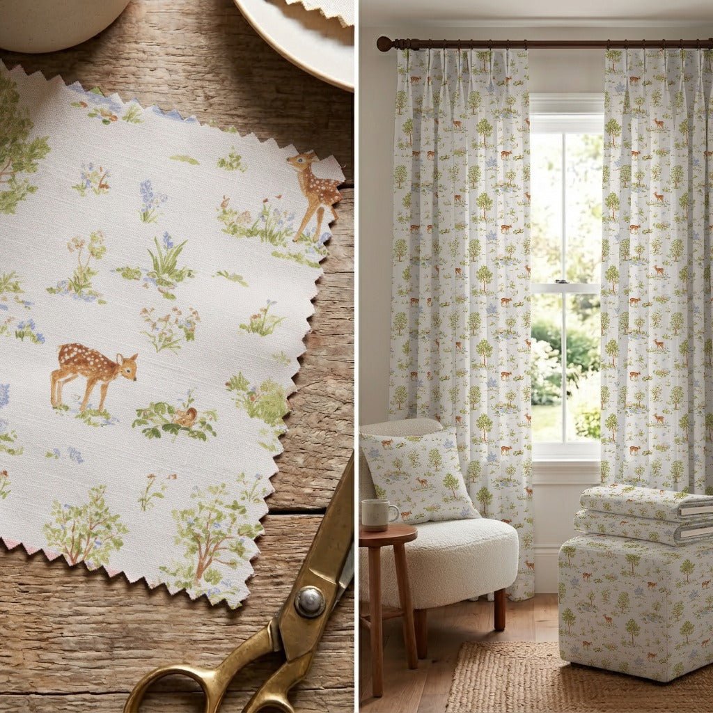 Mom & Baby Deer - Fabric - Linen Rowe