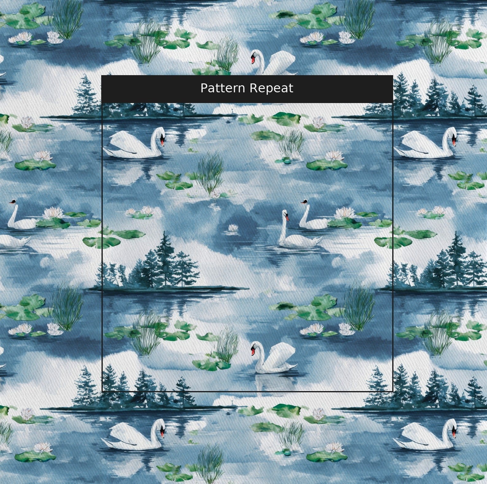 Moody Swan Lake - Fabric - Linen Rowe