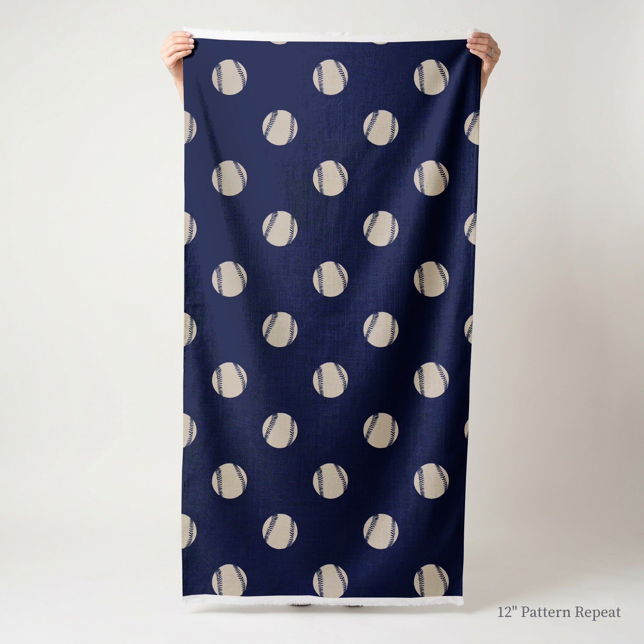 Navy Baseballs - Fabric - Linen Rowe