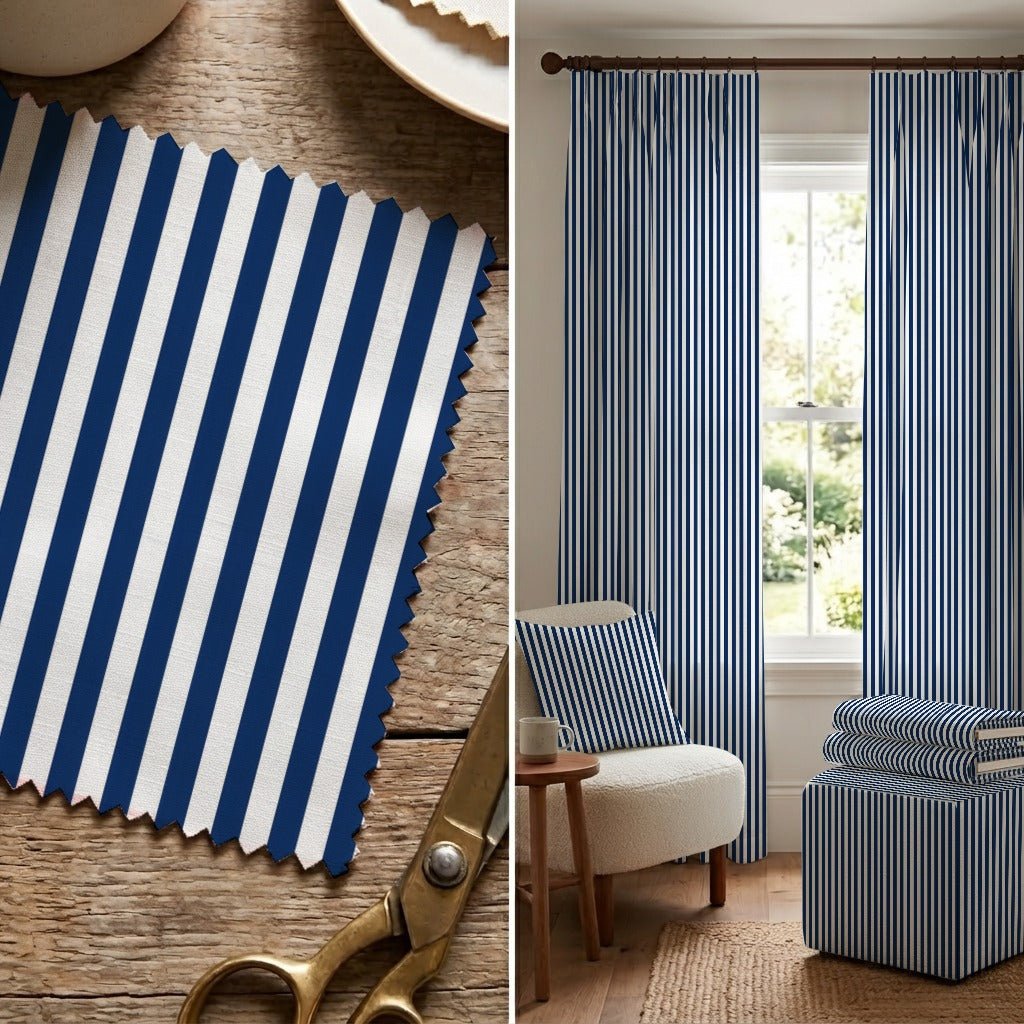 Navy Stripe - Fabric - Linen Rowe