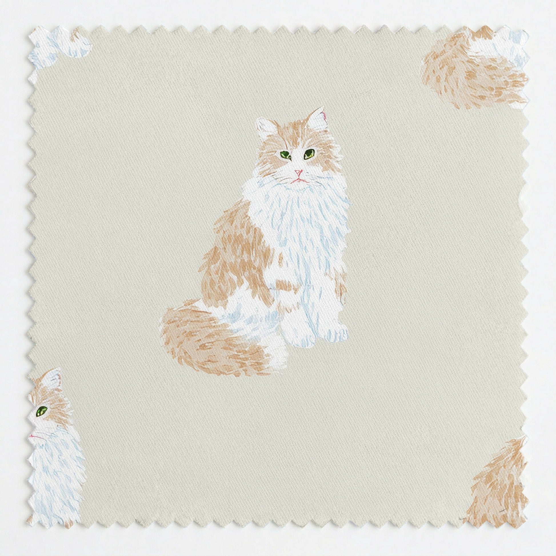 Neutral Maine Coons - Fabric - Linen Rowe