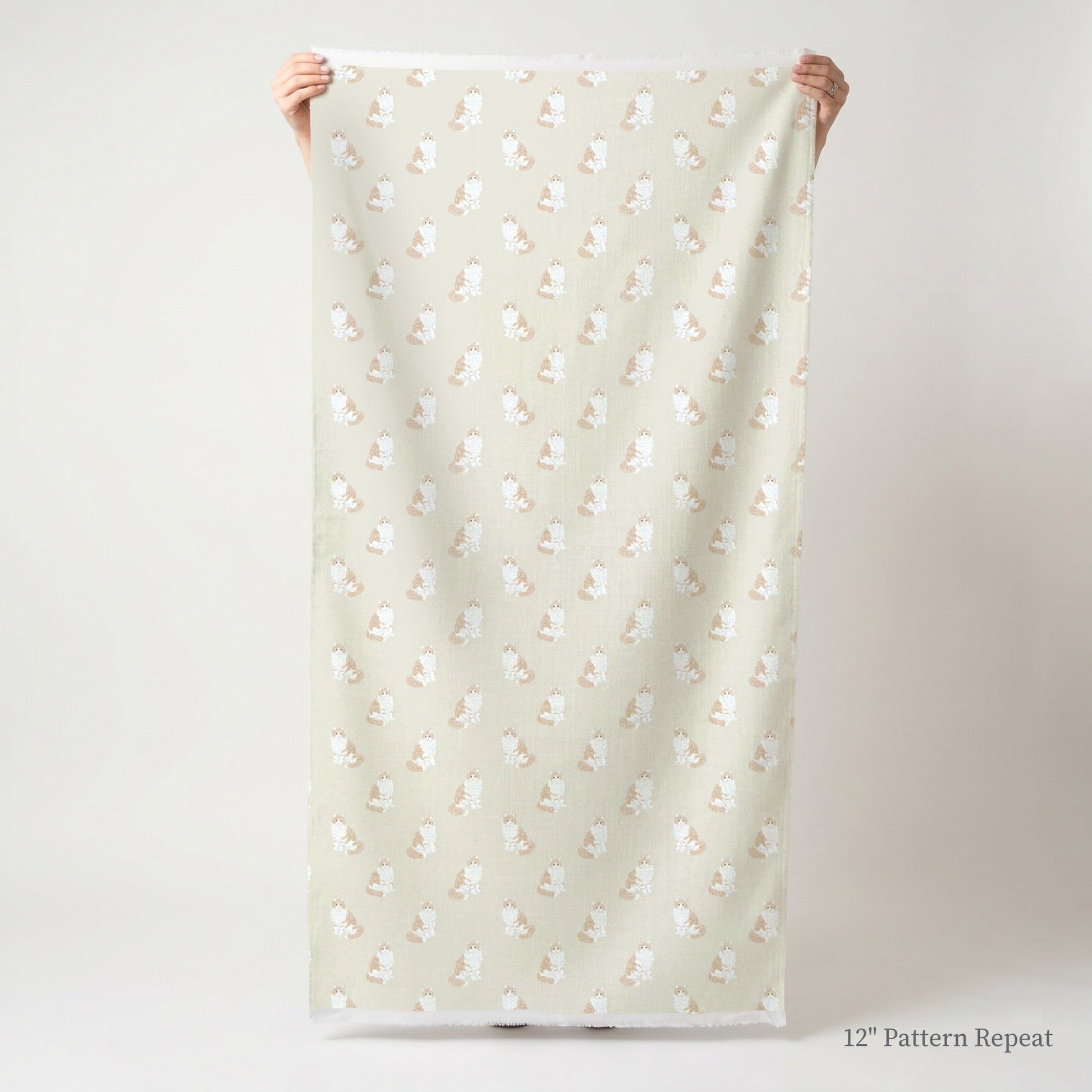 Neutral Maine Coons - Fabric - Linen Rowe