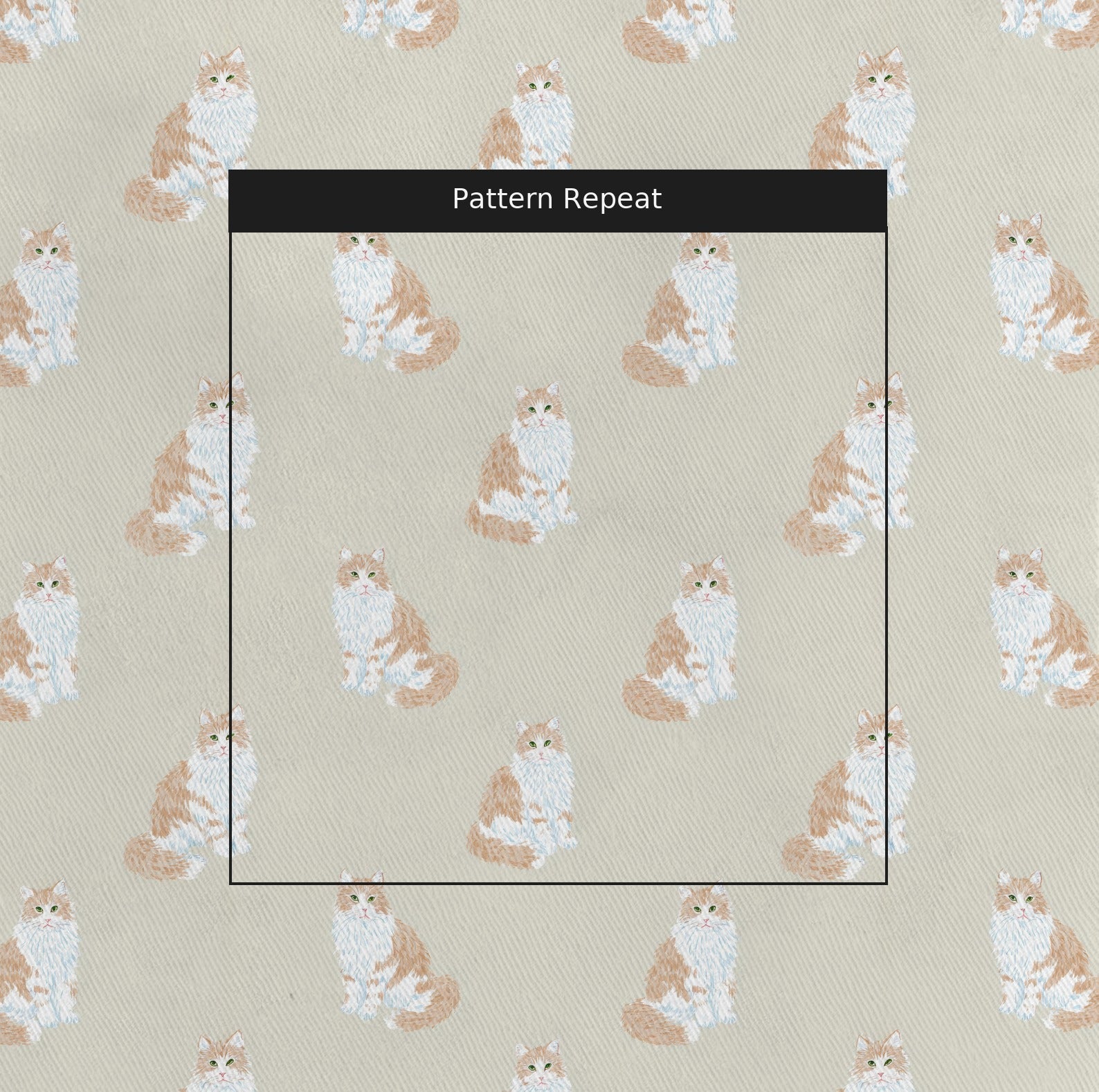 Neutral Maine Coons - Fabric - Linen Rowe