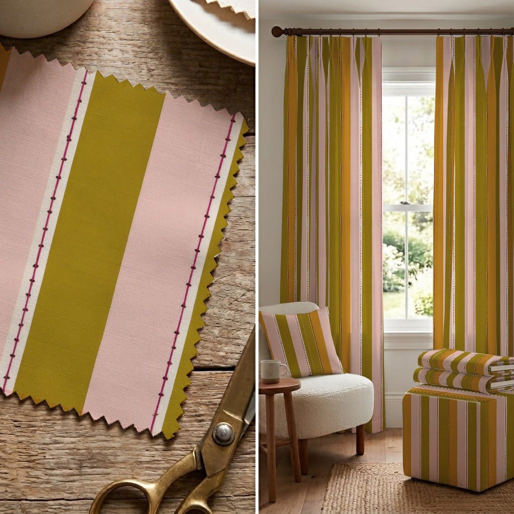 Olive and Blush - Fabric - Linen Rowe