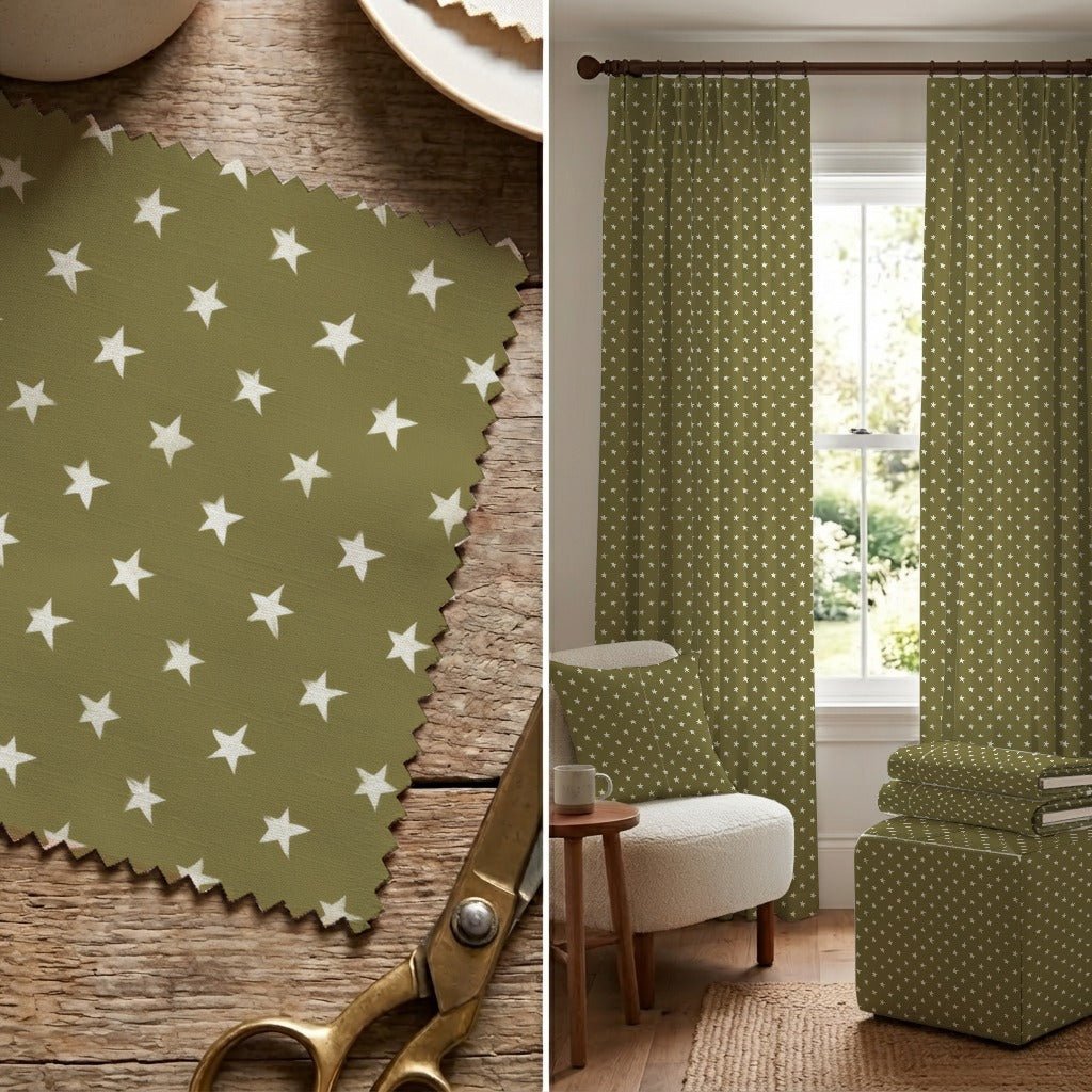 Olive Stars - Fabric - Linen Rowe