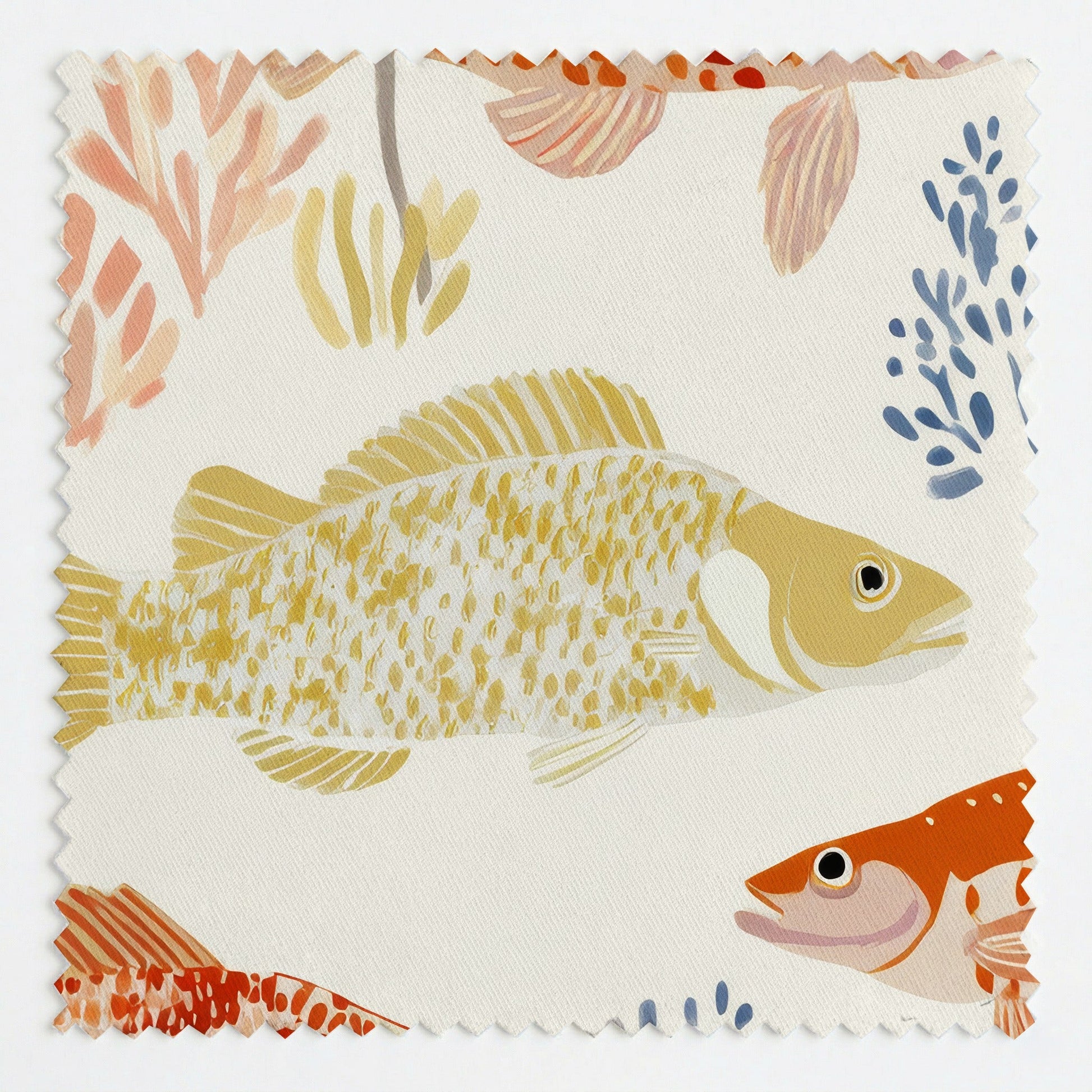 Orange Fish - Fabric - Linen Rowe