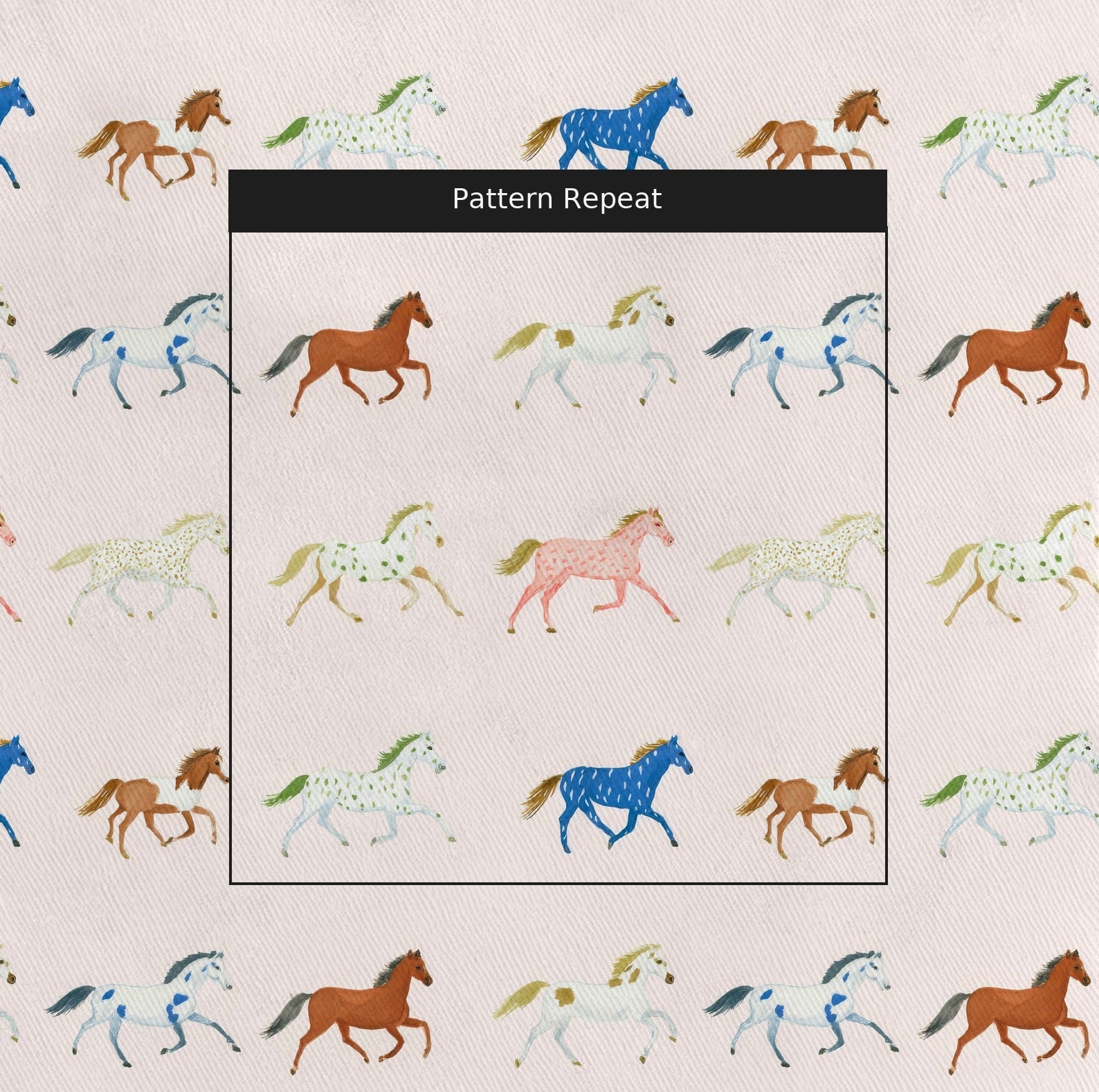Painted Horses - Fabric - Linen Rowe