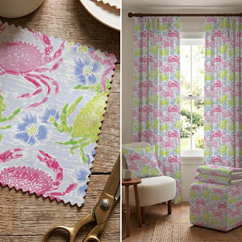 Painterly Crabs - Fabric - Linen Rowe