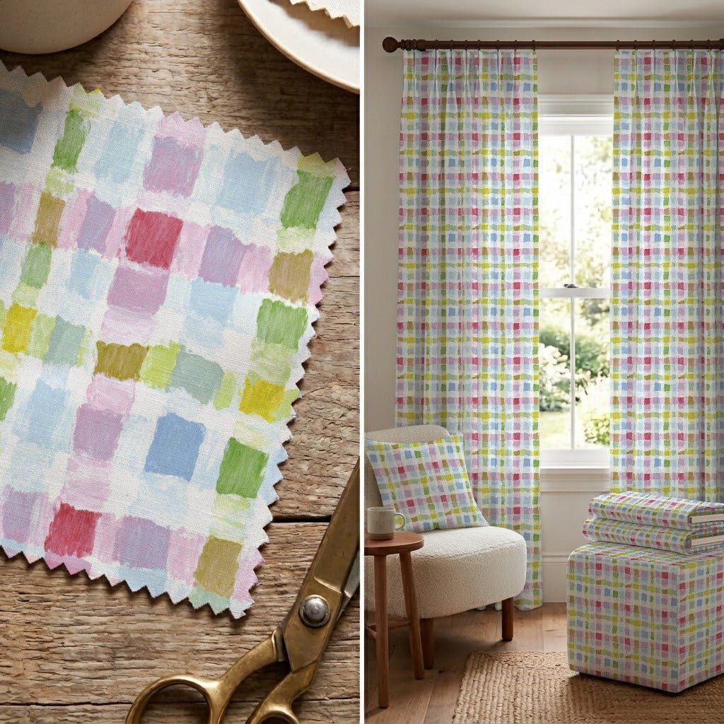 Painterly Gingham - Fabric - Linen Rowe