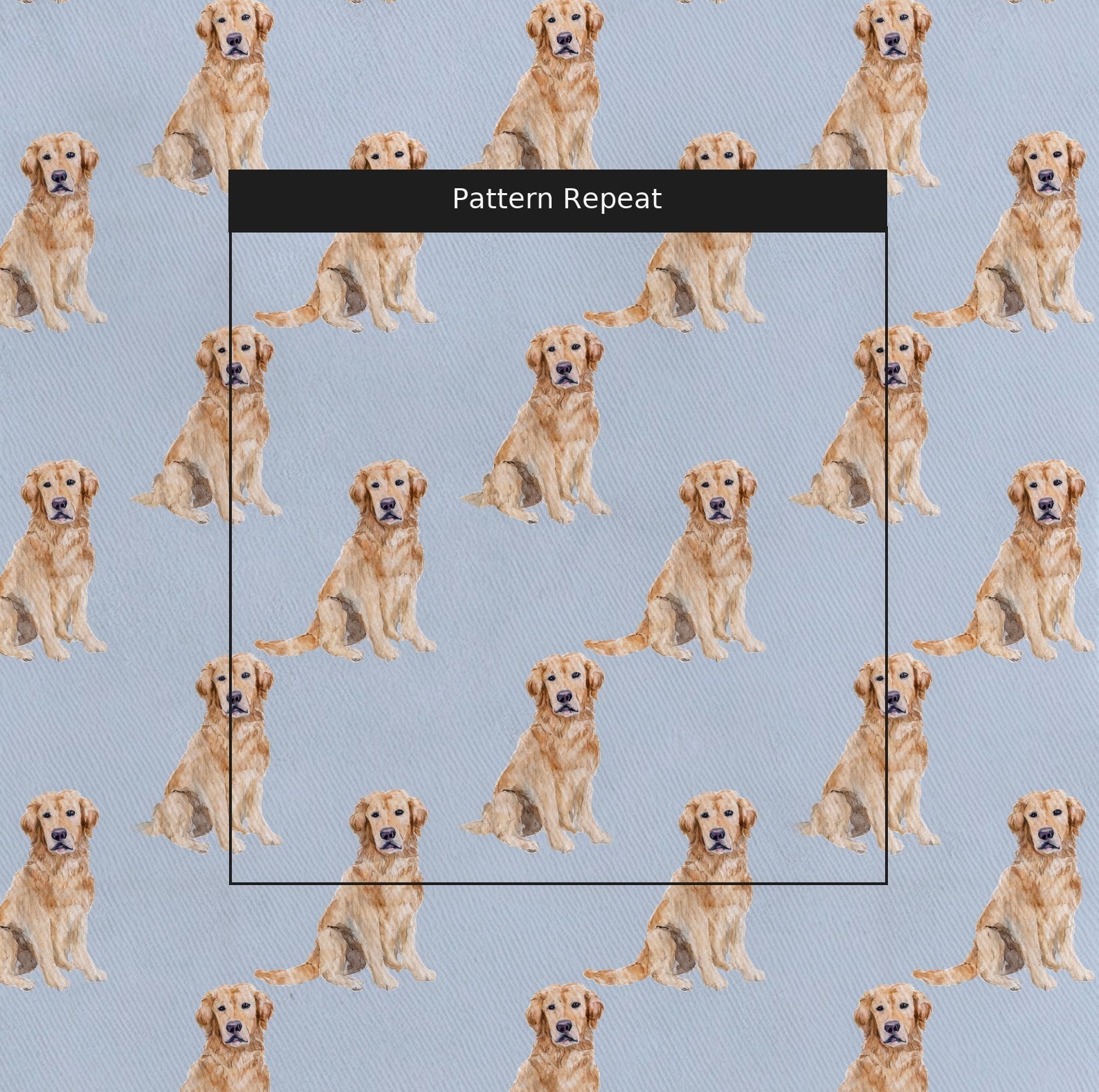 Pale Blue Golden Retrievers - Fabric - Linen Rowe