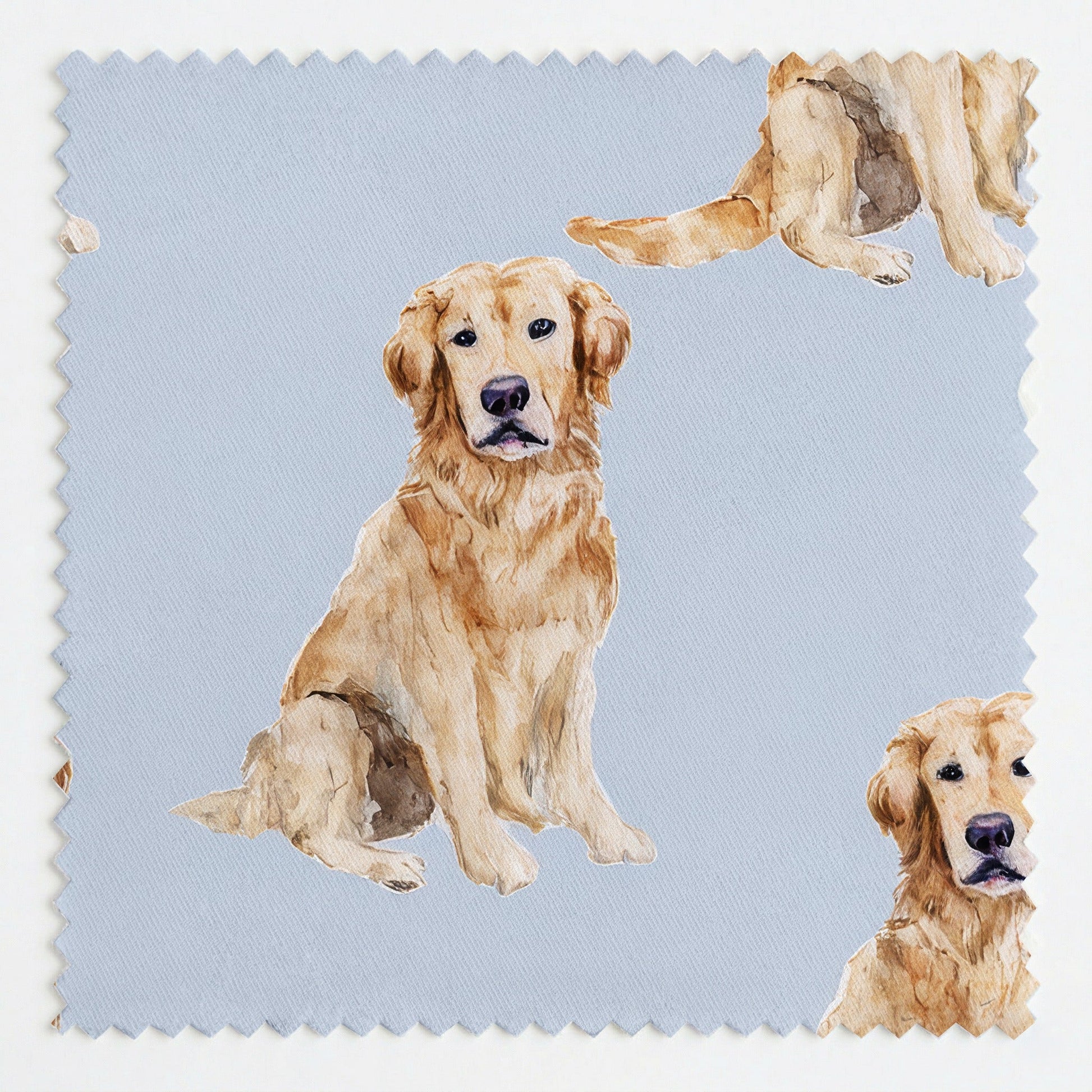 Pale Blue Golden Retrievers - Fabric - Linen Rowe