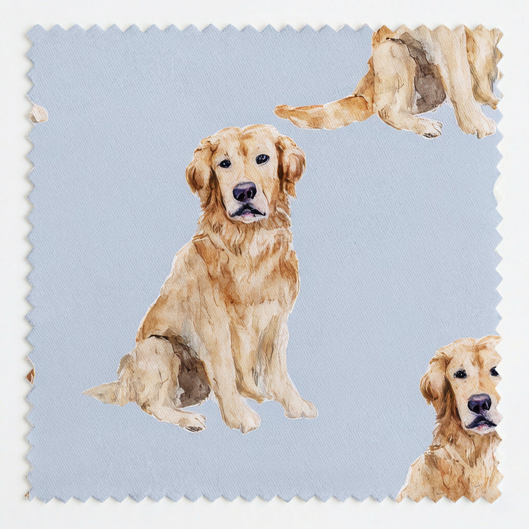 Pale Blue Golden Retrievers - Fabric - Linen Rowe