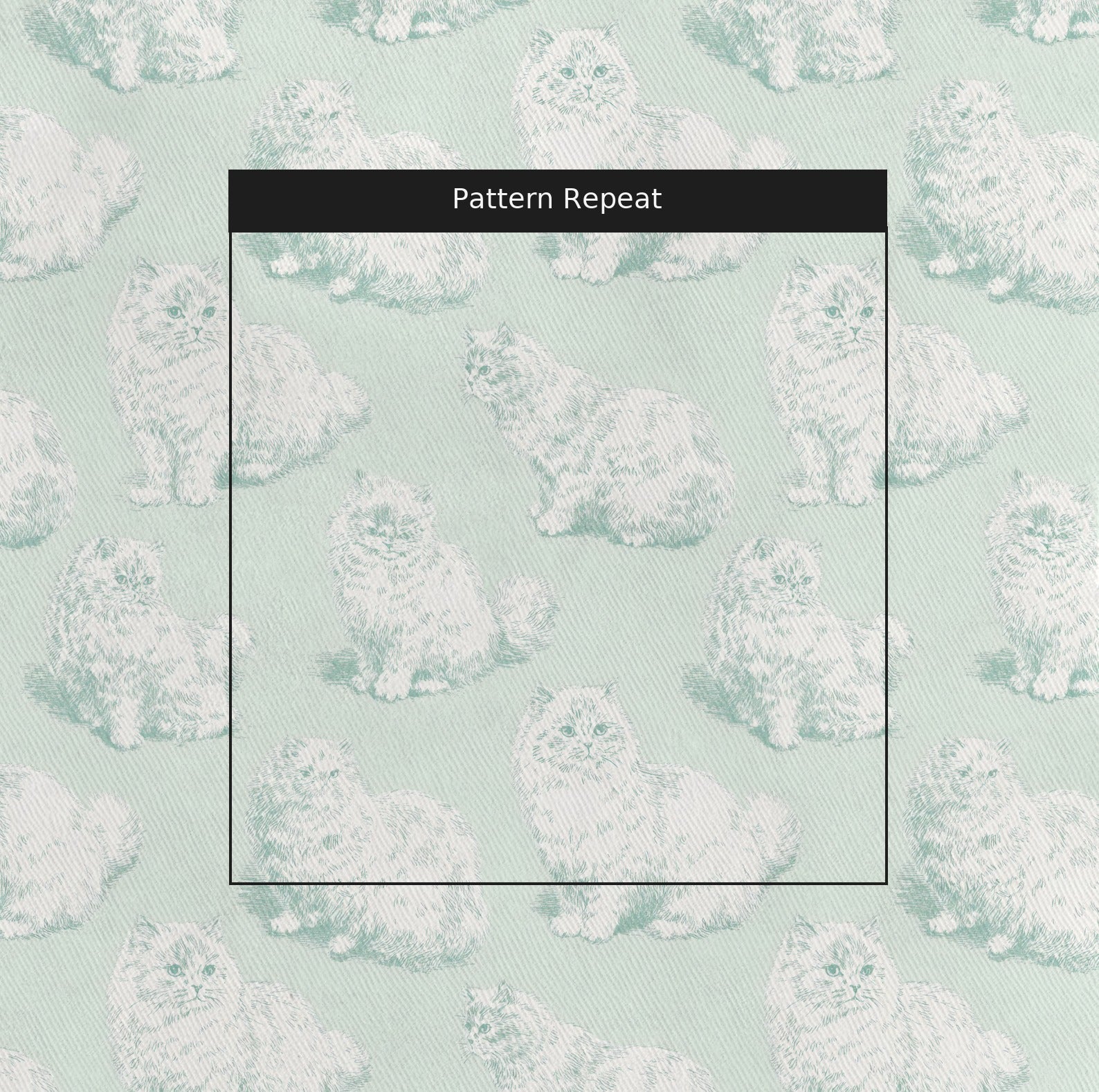 Pale Green Cats - Fabric - Linen Rowe