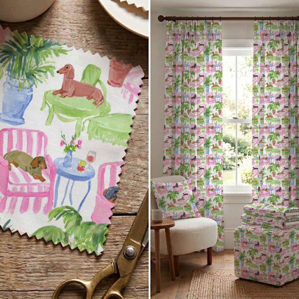 Palm Springs Doxie - Fabric - Linen Rowe