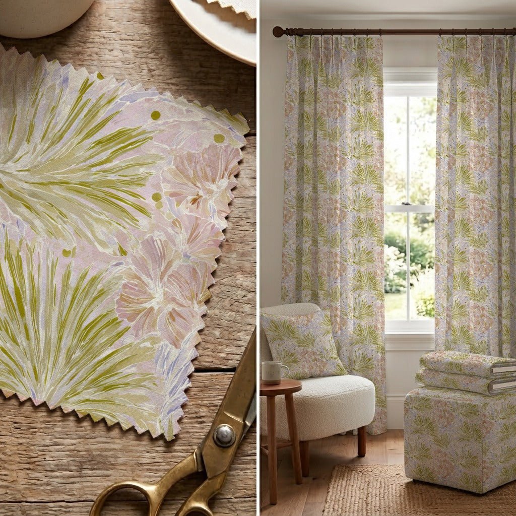 Palms Painted - Fabric - Linen Rowe