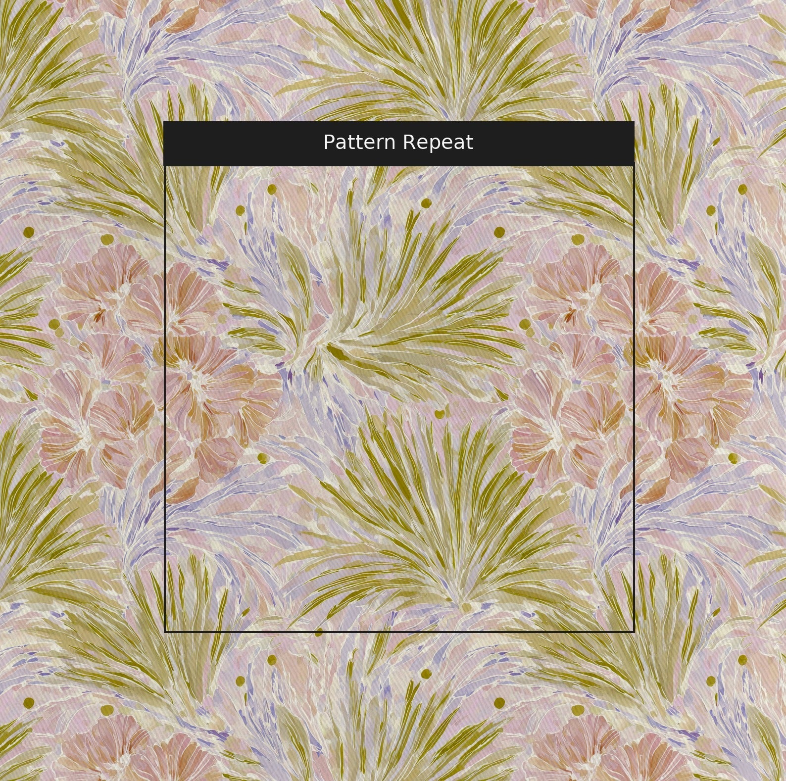 Palms Painted - Fabric - Linen Rowe