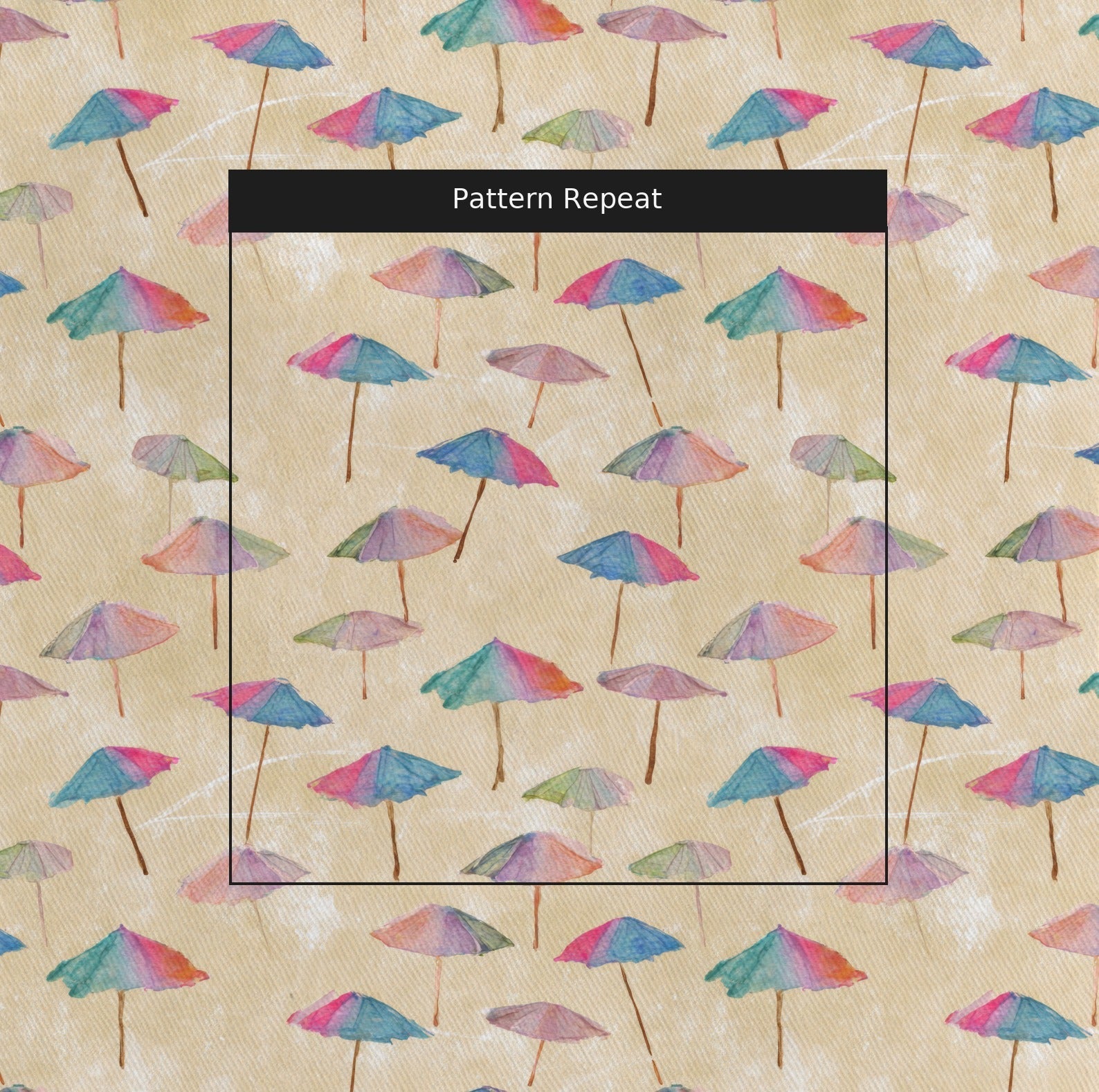 Parasols on the Beach - Fabric - Linen Rowe