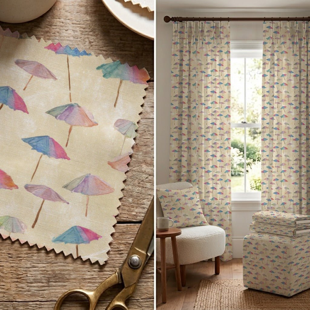 Parasols on the Beach - Fabric - Linen Rowe