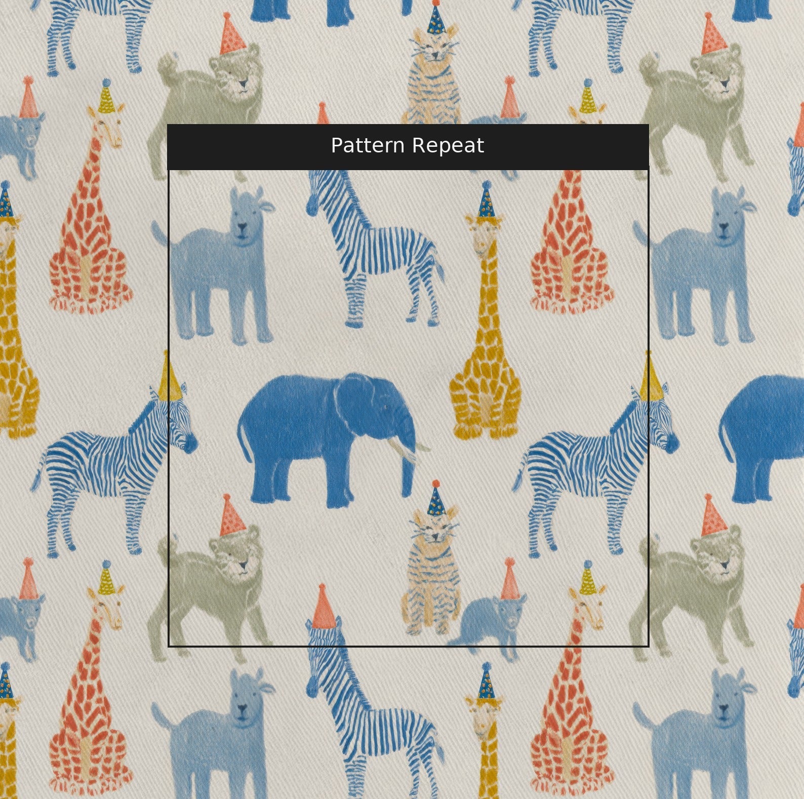 Party Zoo Animals - Fabric - Linen Rowe