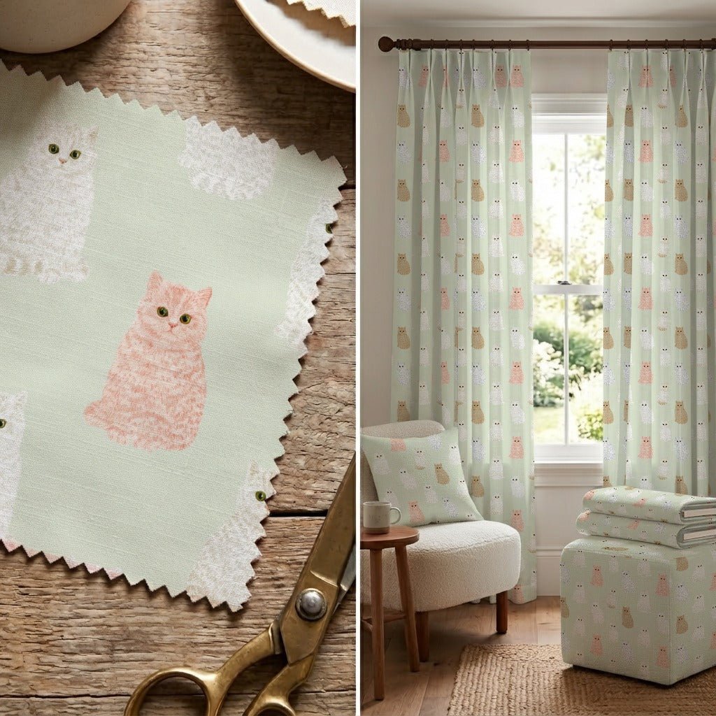 Pastel British Shorthairs - Fabric - Linen Rowe