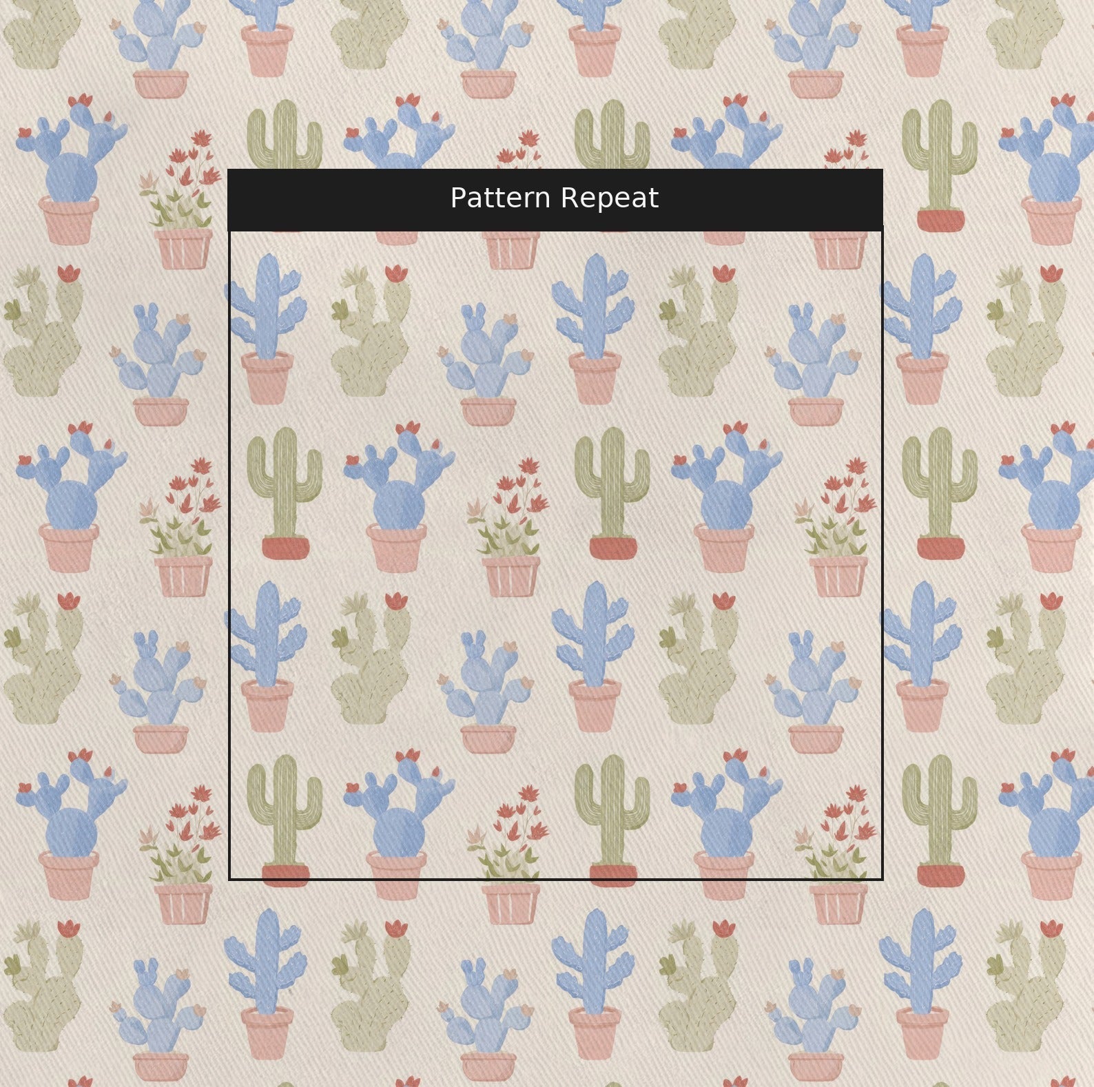 Pastel Cactus - Fabric - Linen Rowe