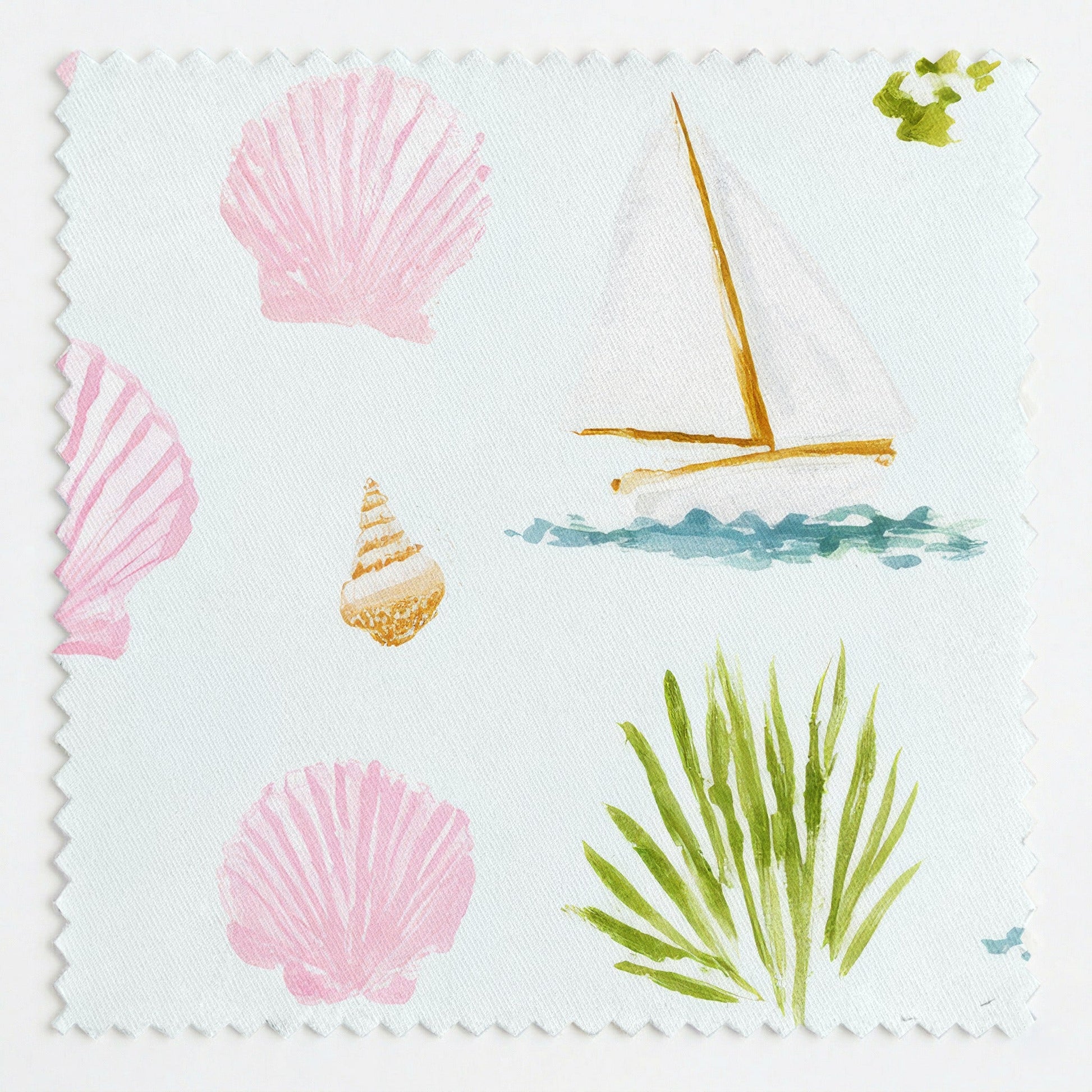 Pastel Coastal Boats - Fabric - Linen Rowe
