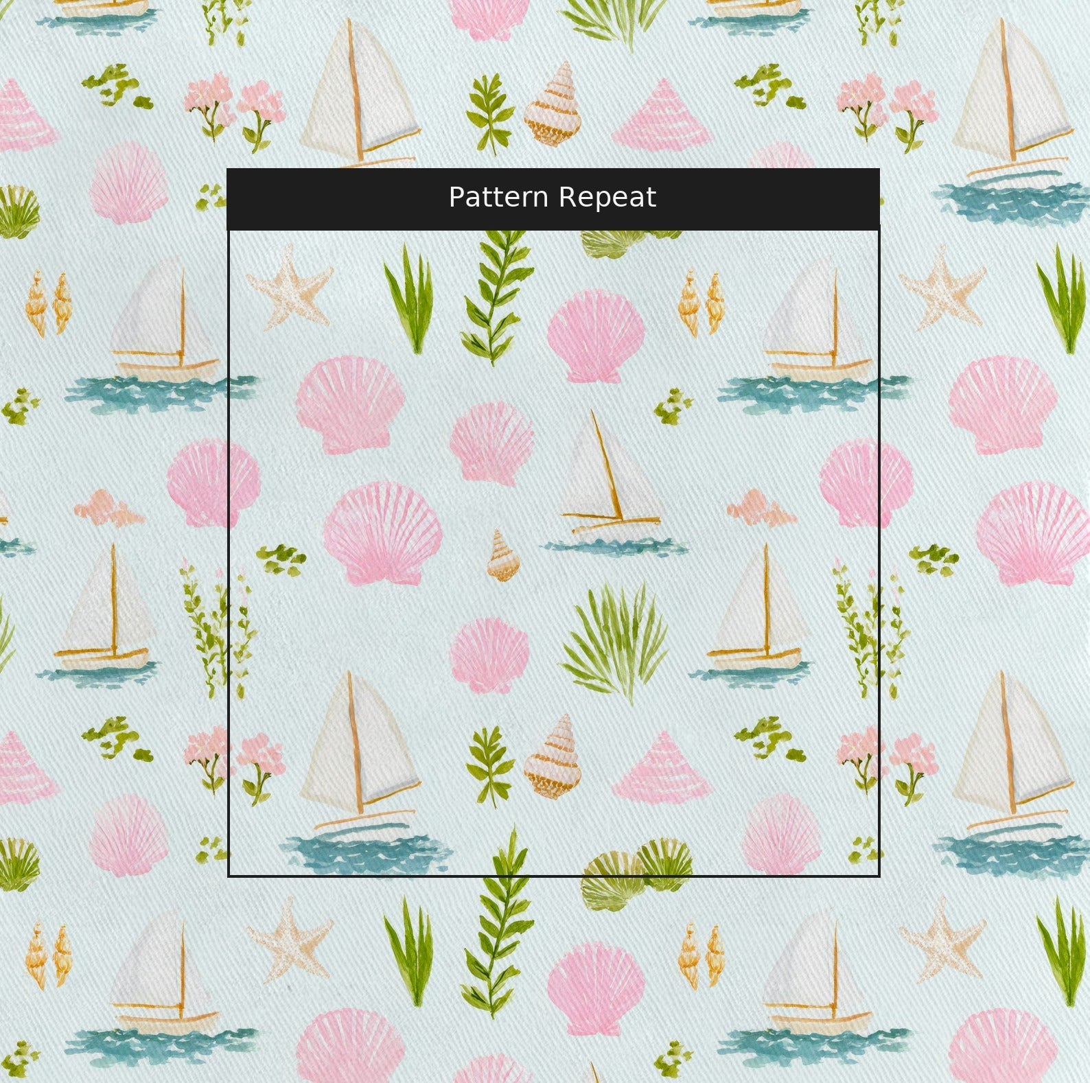 Pastel Coastal Boats - Fabric - Linen Rowe