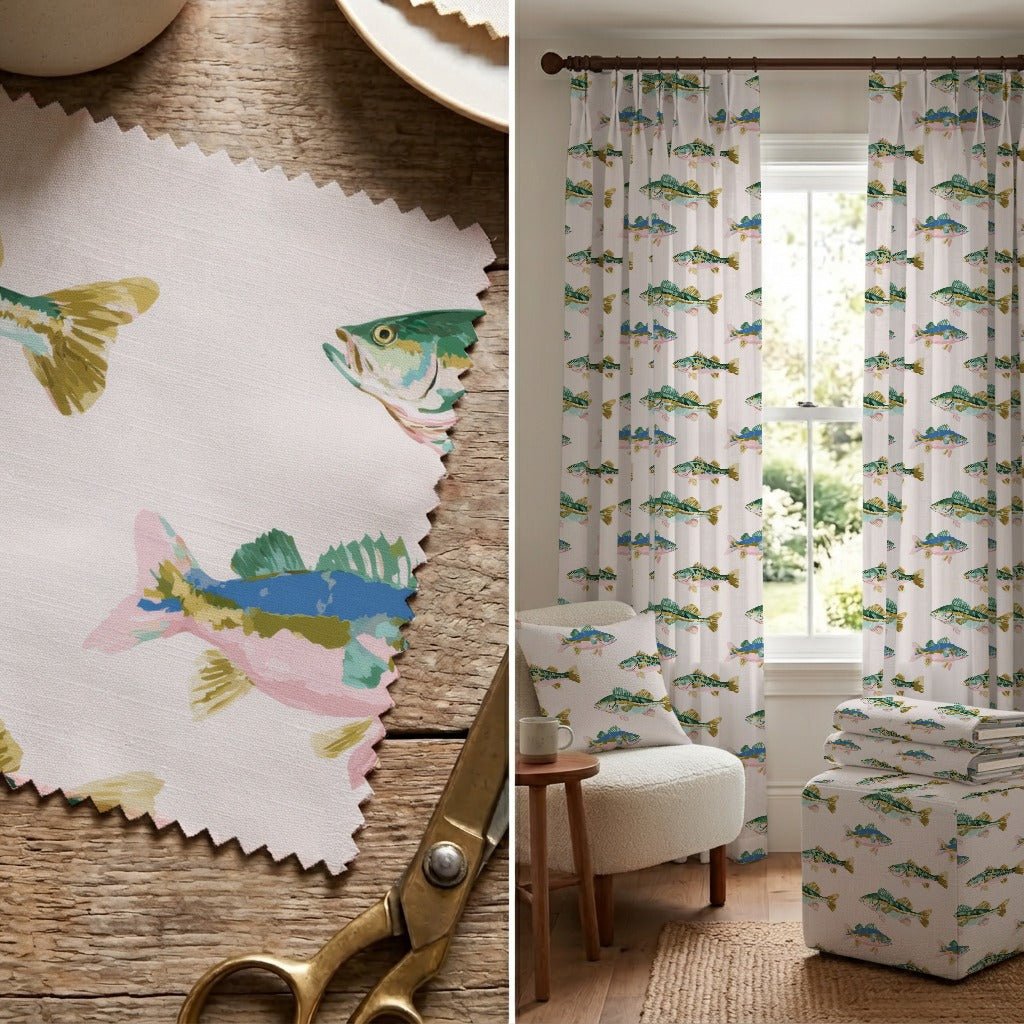Pastel Fish - Fabric - Linen Rowe