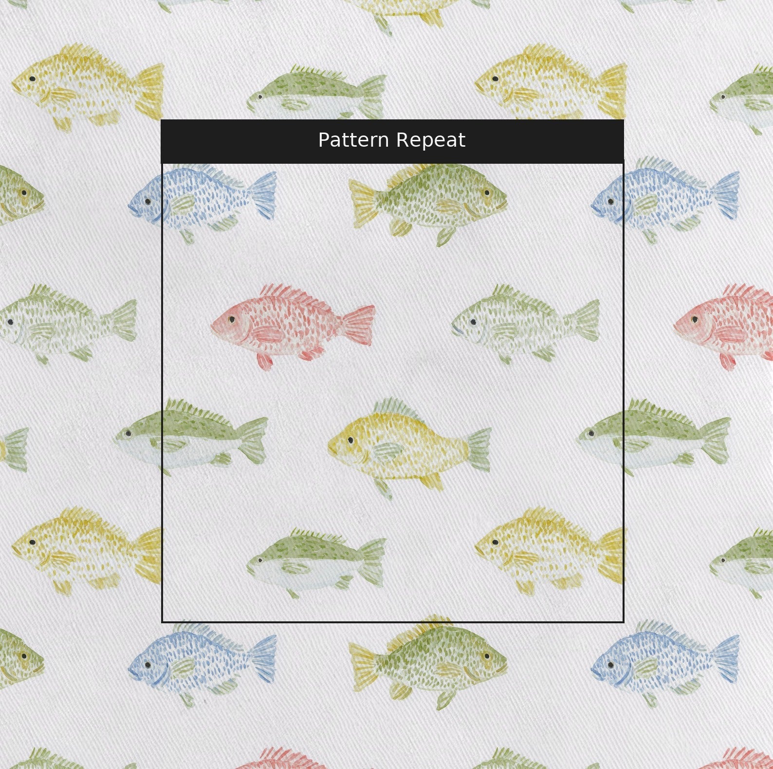 Pastel Fish Row - Fabric - Linen Rowe