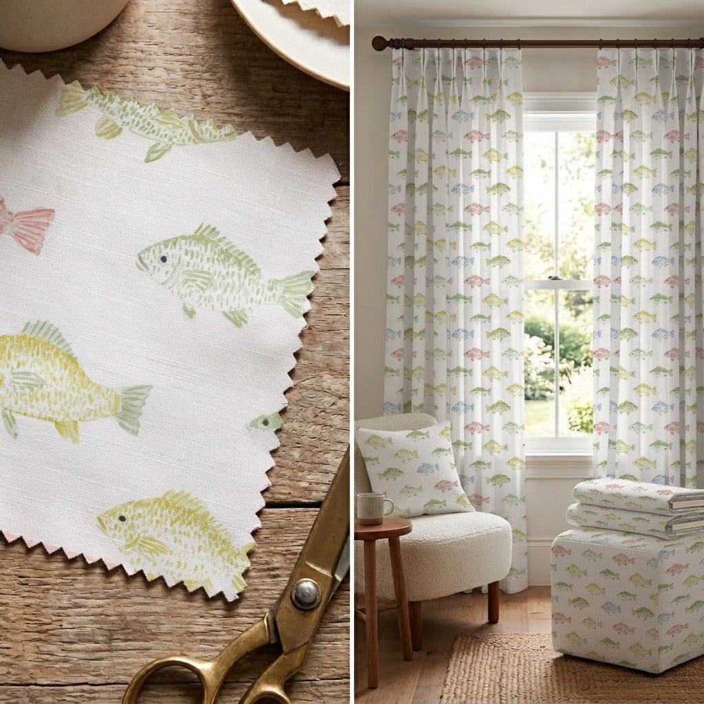 Pastel Fish Row - Fabric - Linen Rowe