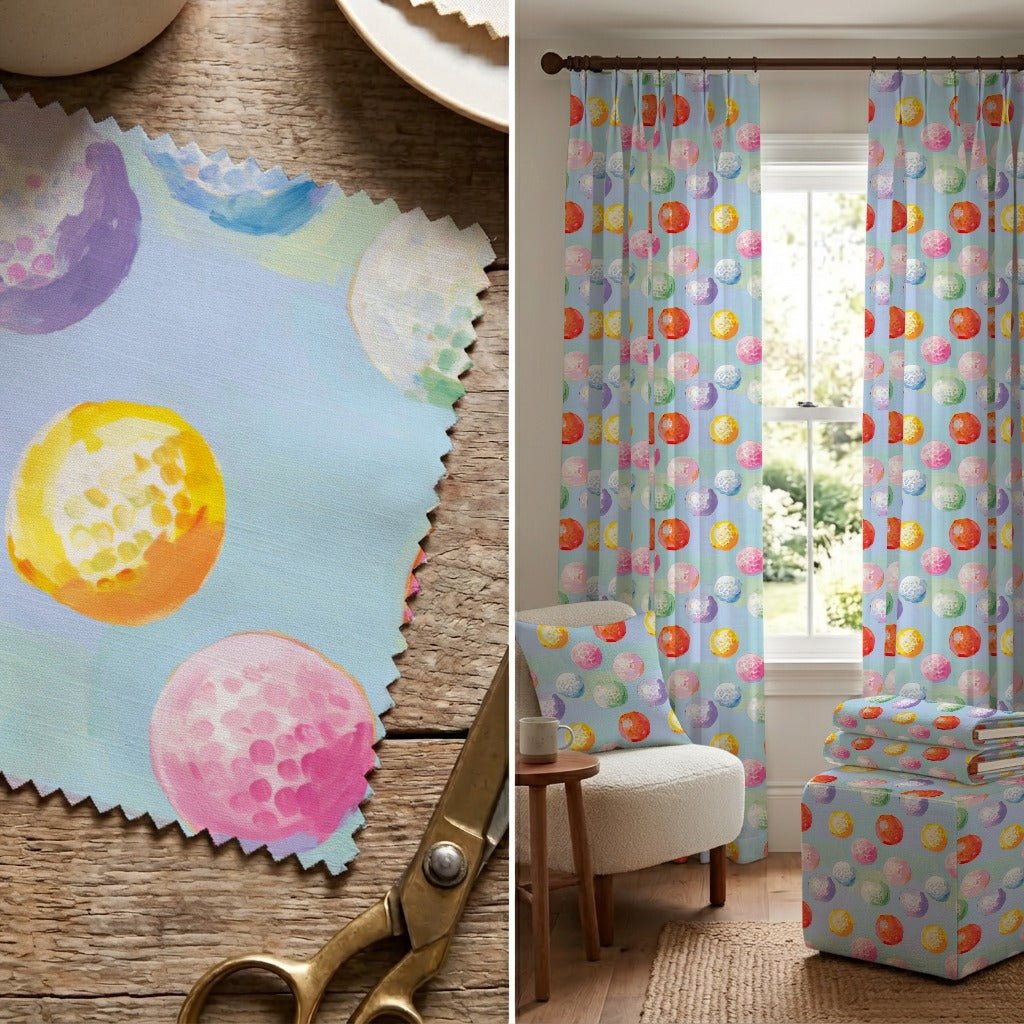 Pastel Golf Balls - Fabric - Linen Rowe