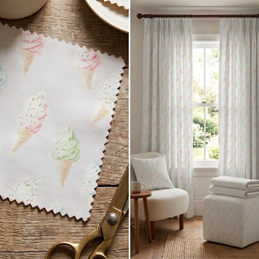 Pastel Ice Cream Cones - Fabric - Linen Rowe