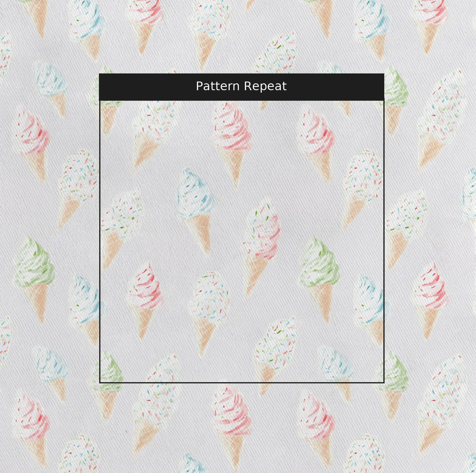 Pastel Ice Cream Cones - Fabric - Linen Rowe