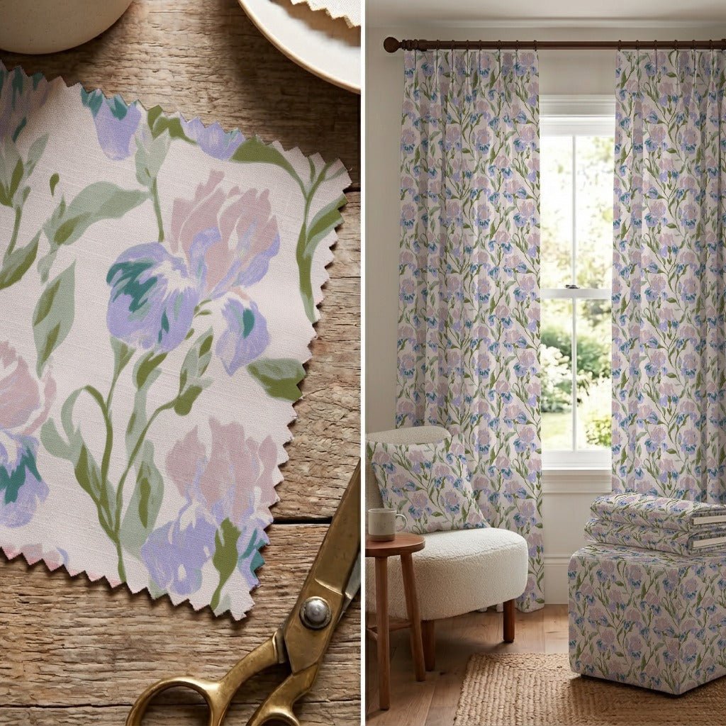 Pastel Iris Floral - Fabric - Linen Rowe