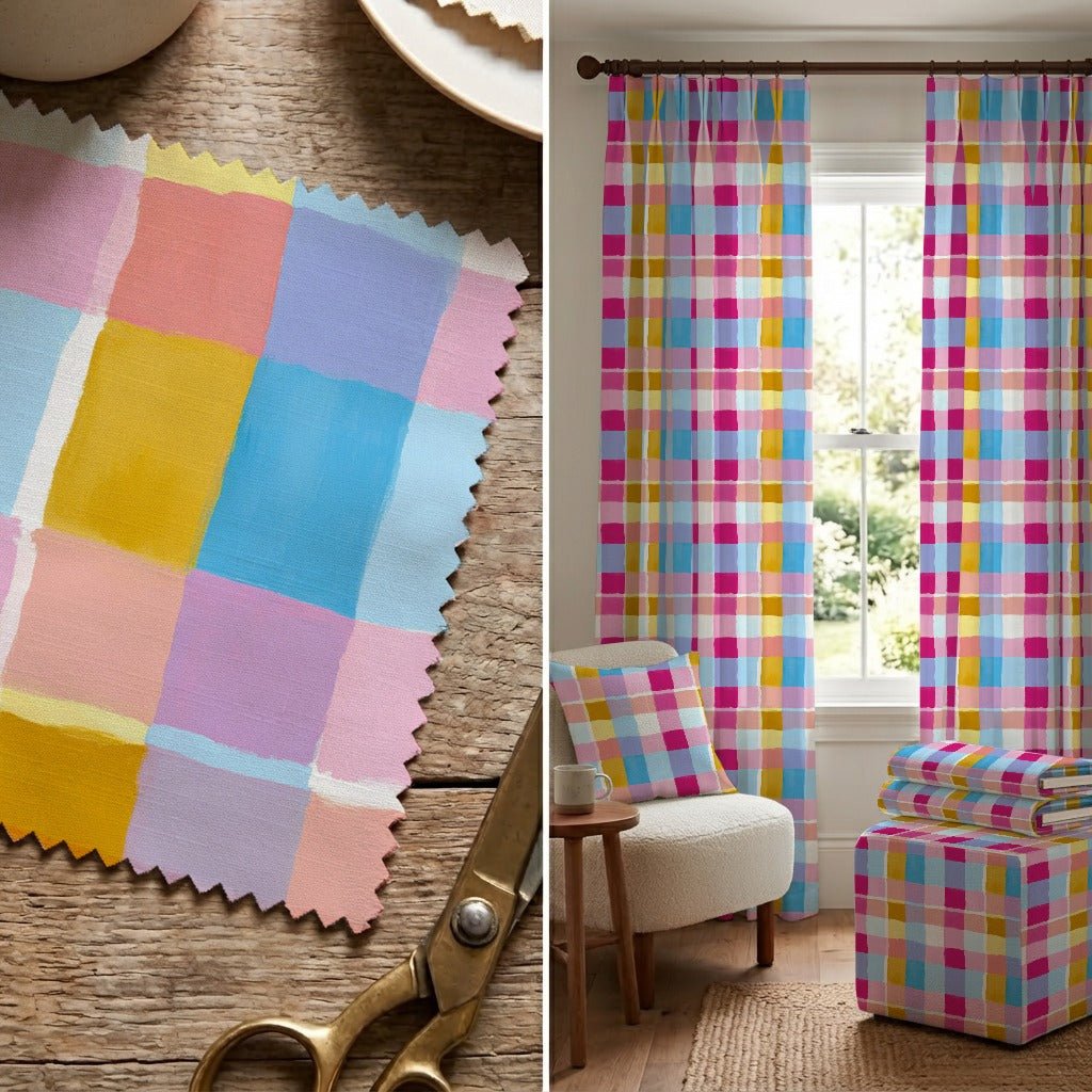 Pastel Plaid - Fabric - Linen Rowe