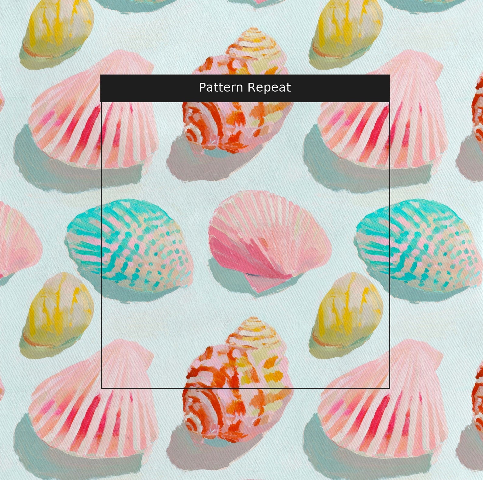 Pastel Seashells - Fabric - Linen Rowe
